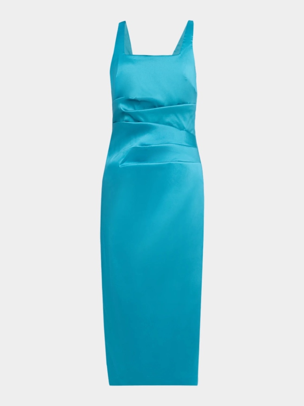 AIDAN MATTOX STRETCH MIKADO MIDI DRESS - Teal frost, size 4